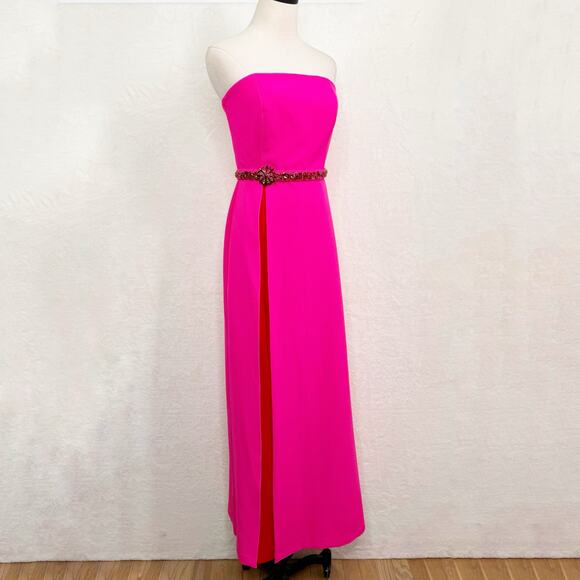NWT Sachin + Babi Daniella Gown Electric Pink Formal Wedding Guest Column Size 4 - Picture 5 of 14